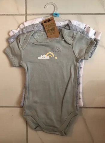 Lot de 3 Bodies manches courtes Sincere coton bio garçon T6 mois neufs ds emballage