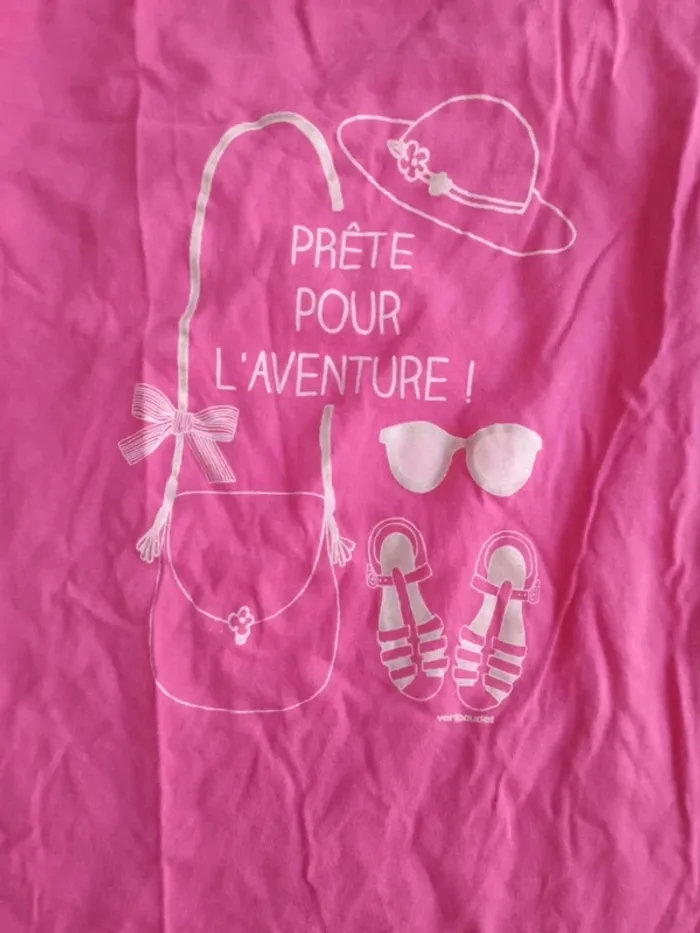T-shirt manches longues Vertbaudet 14 ans prête pour l'aventure rose - photo numéro 2
