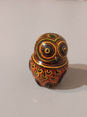 Boîte bois laqué chouette 