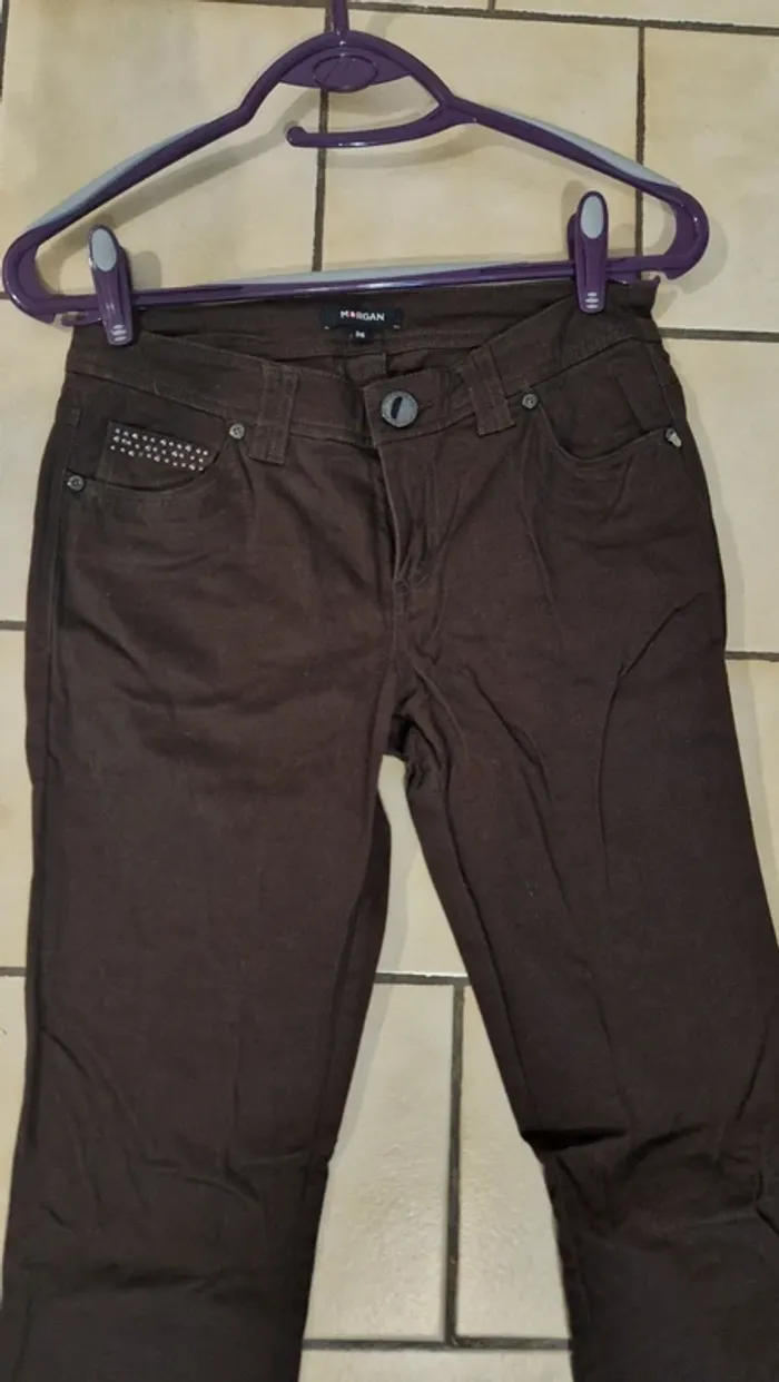 Pantalon Morgan 36 XS couleur marron ecorce - photo numéro 3