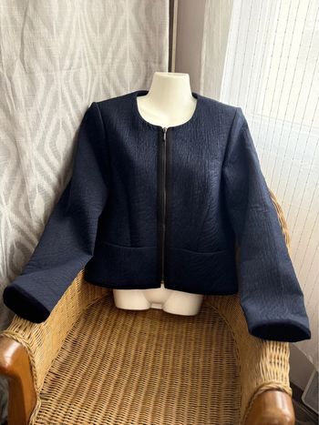 Veste Caroll - comme neuve - bleu très foncé - détails velours sur les manches - taille 42/XL