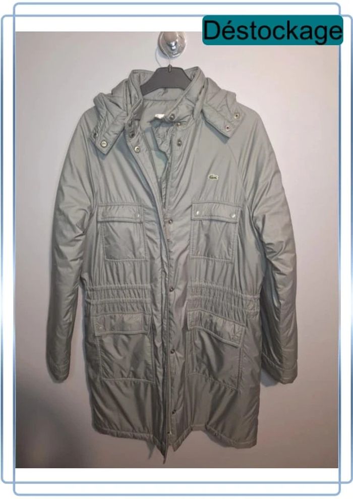 Doudoune Lacoste grise femme taille M - logo brodé