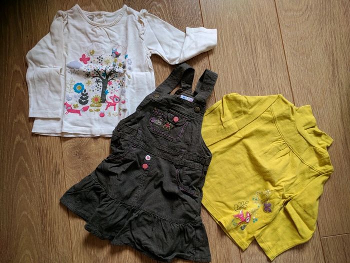 Ensemble robe marron + 2 T-shirts La compagnie des petits - 18 mois