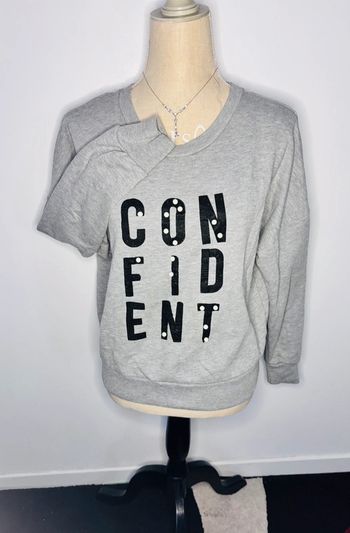 💕 sweat gris avec perles nacré « confident » taille 38 M #jennyfer