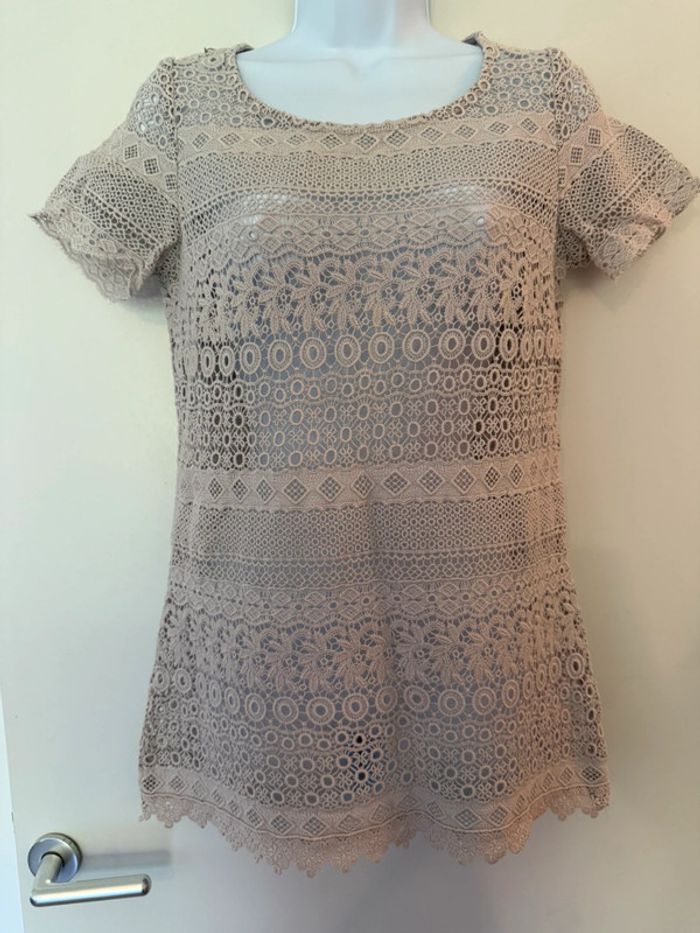 Haut beige dentelle Caroll