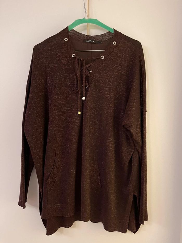 Pull Lauren Vidal bordeaux pailleté - L