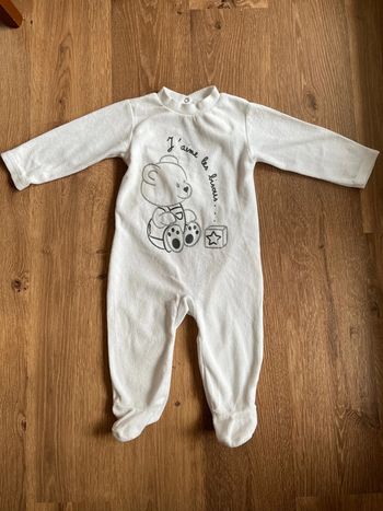 Pyjama blanc bébé mixte 12 mois