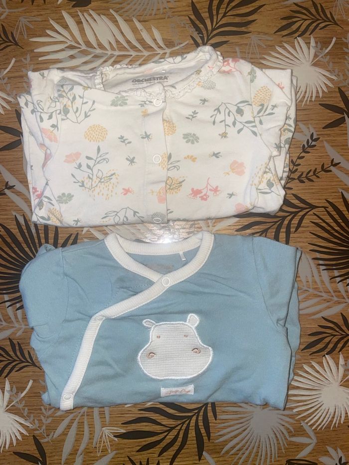 Lot de 2 pyjamas en coton ouverture avant orchestra bb 3 mois