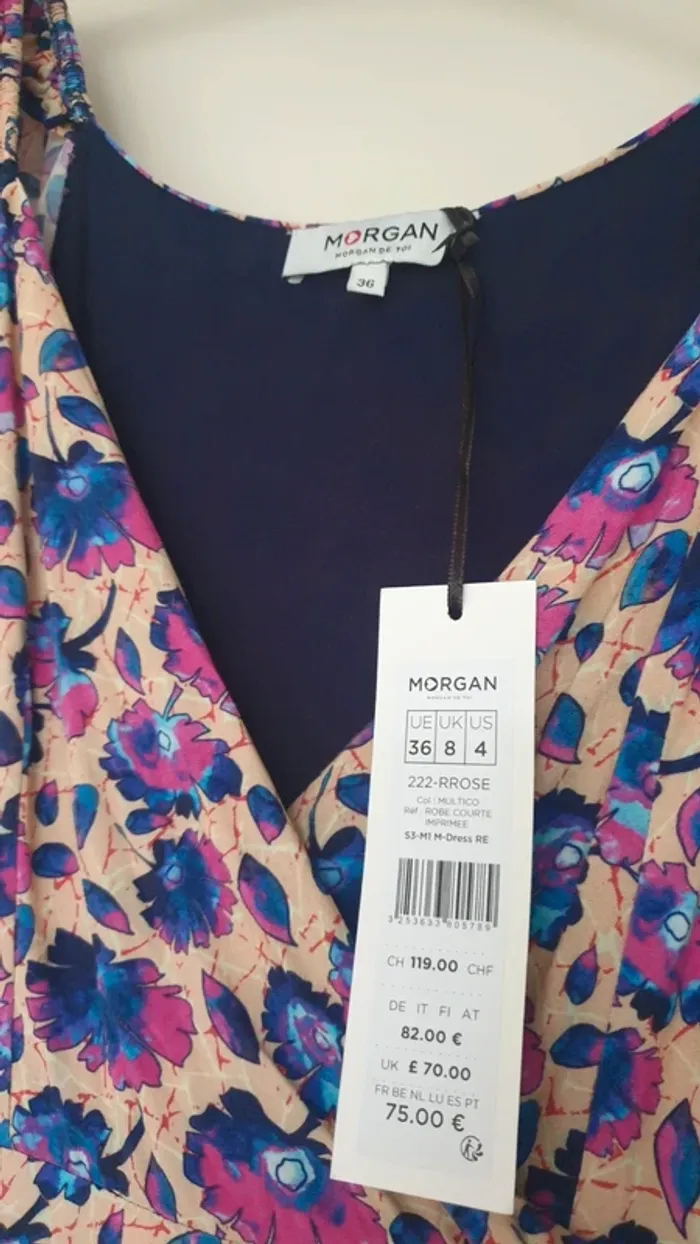 Neuve Robe fleurie multicolore, taille 36, Morgan - photo numéro 2