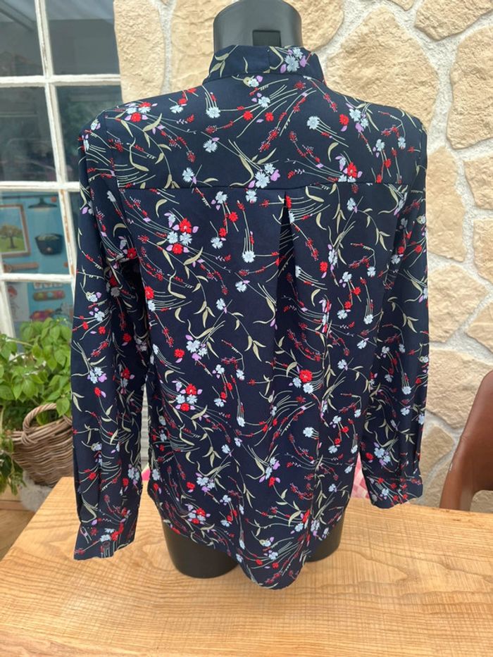 Blouse Lovie & co femme taille S 36 bleu marine à fleurs rouge - photo numéro 3
