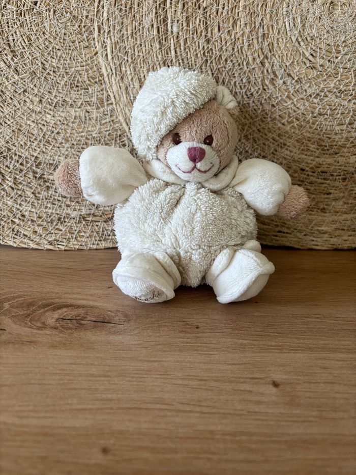 Doudou ours boule beige écru bukowski