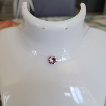 RAS DE COU FIL TRANSPARENT STRASS ROSE ! NEUF!
