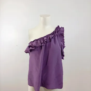 Top violet asymétrique à volant – Gérard Darel 100% soie – taille 40 A768