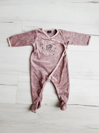 Vêtement bébé fille pyjama velours violet oiseau Sergent Major 6 mois