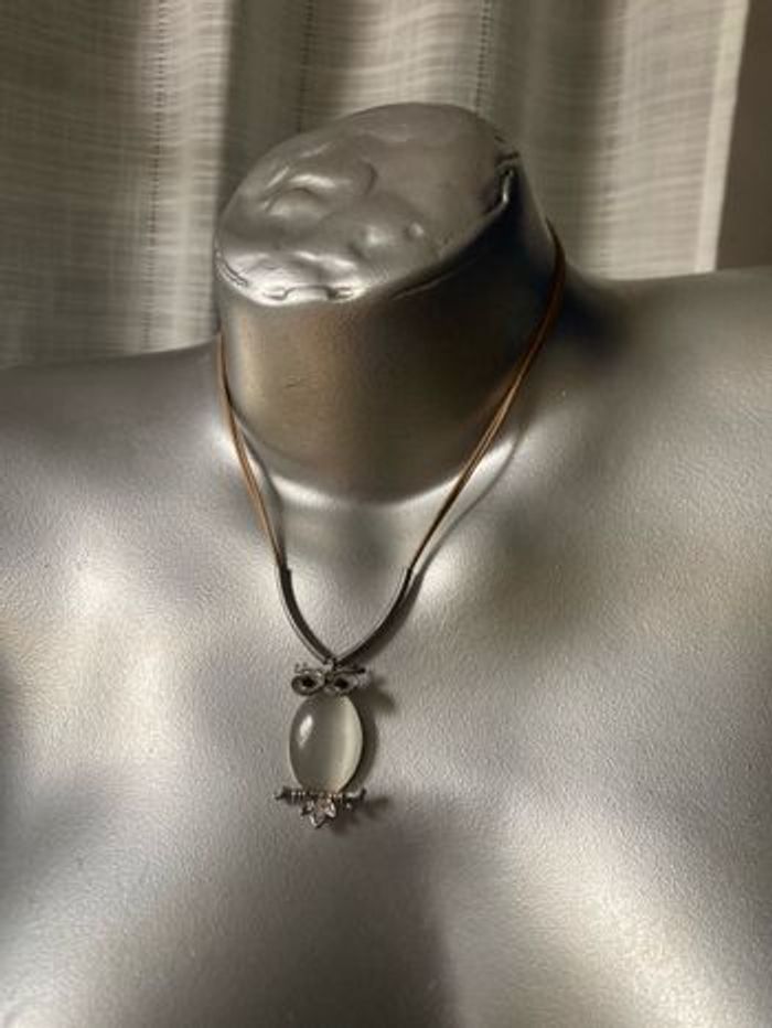 Joli collier Oeil de chat hibou chouette - photo numéro 6