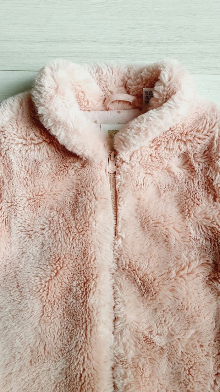 Vêtement fille manteau rose moumoute Okaidi 4 ans - photo numéro 3