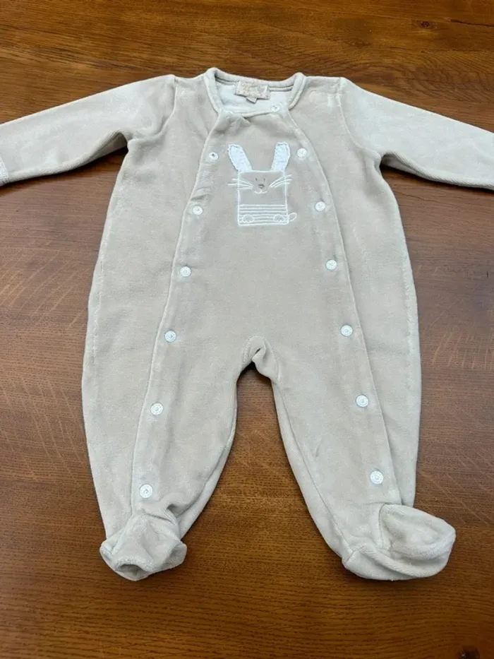 Pyjama beige 3 mois lapin Canari baby - photo numéro 6
