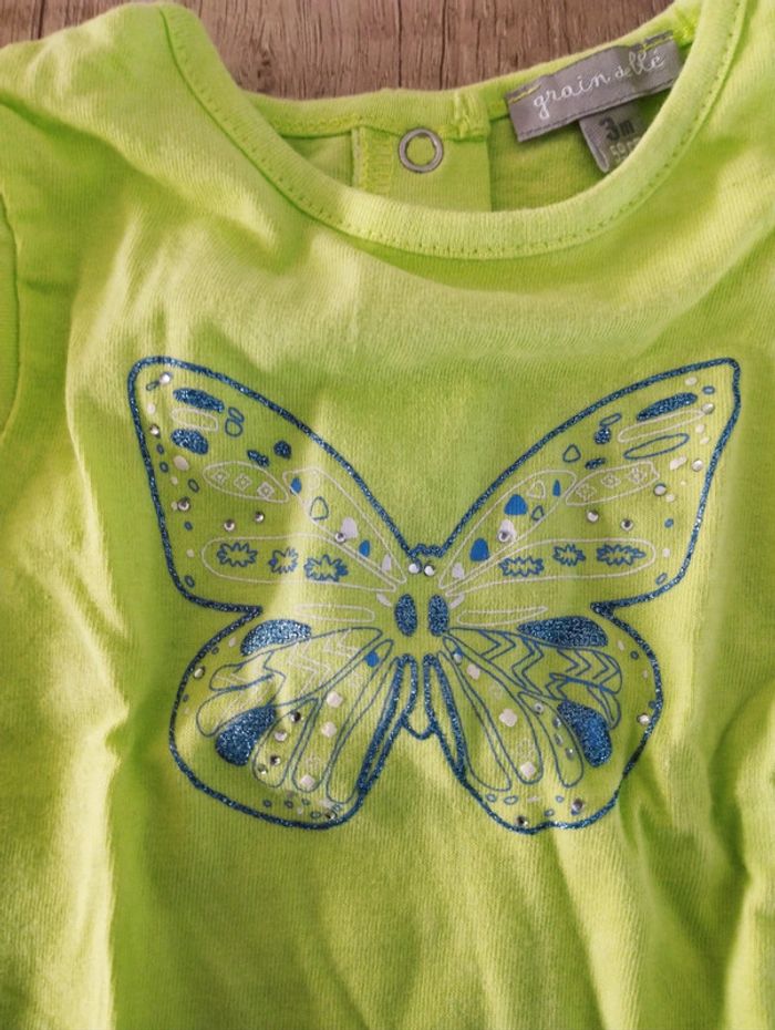 T-shirt manches courtes fille vert taille 3 mois Grain de blé - photo numéro 2