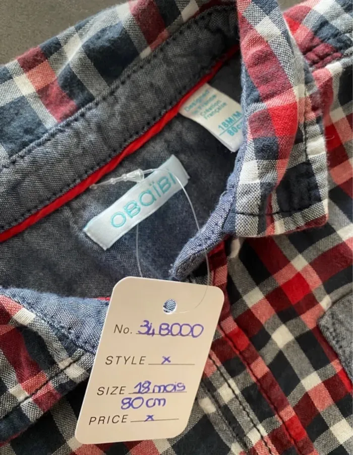 Chemise marine/rouge/blanche Obaïbi 18 mois/80 cm [ref.34B000] - photo numéro 2