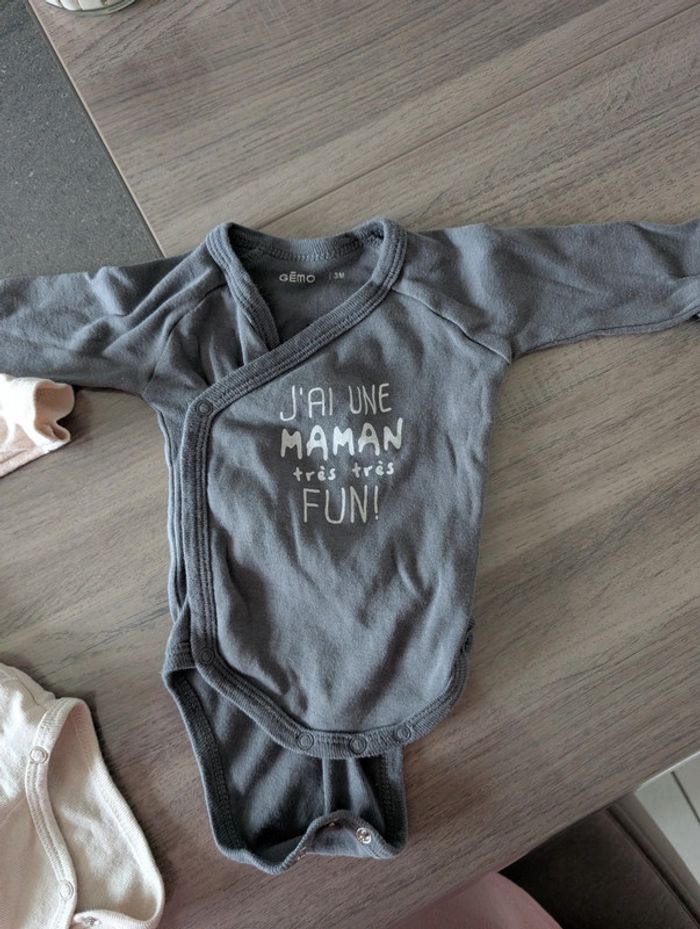 Lot de 2 bodies bébé fille garçon mixte 3mois manches longues - photo numéro 3