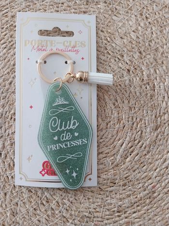 Porte-clefs à paillettes vert d'eau