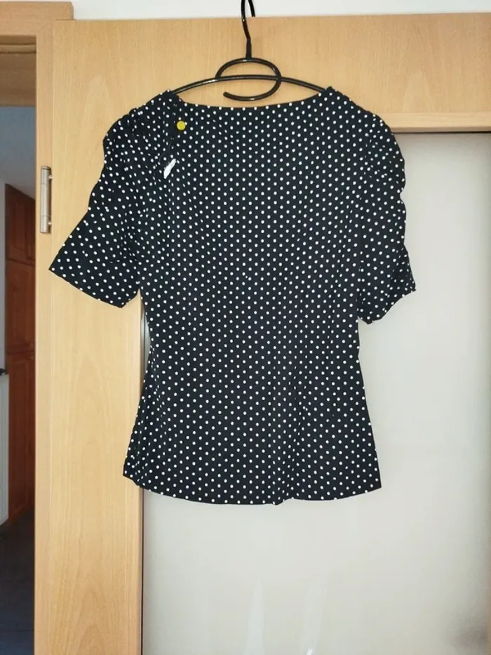 T-shirt noir femme à pois blanc neuf cache cache - photo numéro 2