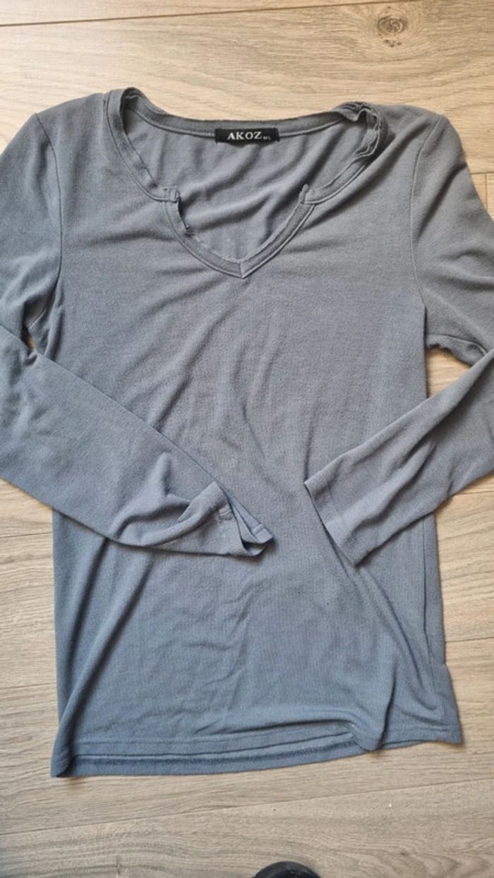 Haut tee shirt manches longues 40 L gris dos papillon - photo numéro 4