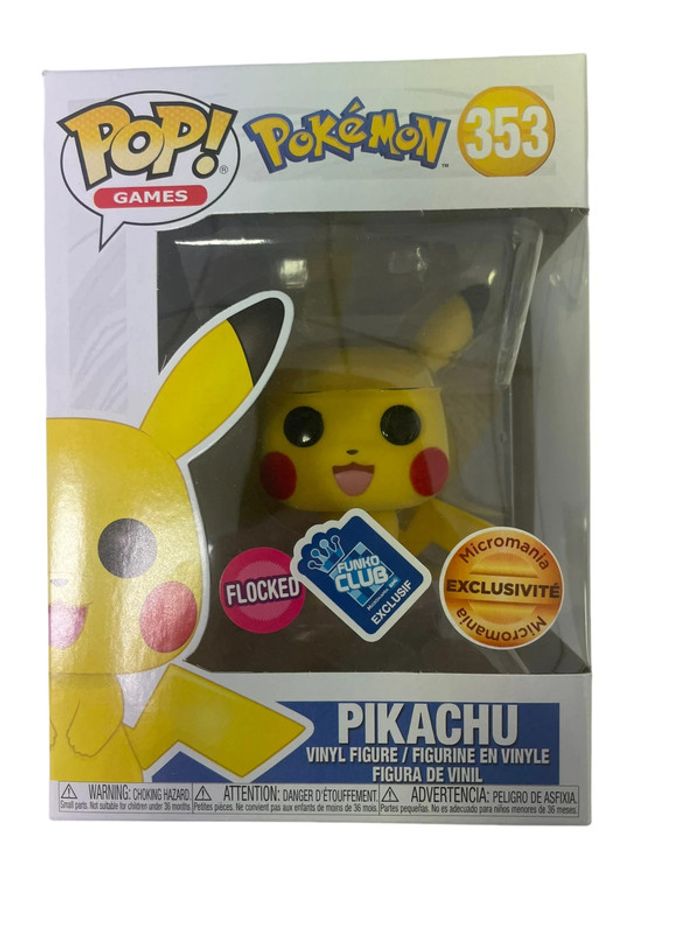 Figurine Funko Pop Pokémon Pikachu Flocked N•353 neuf