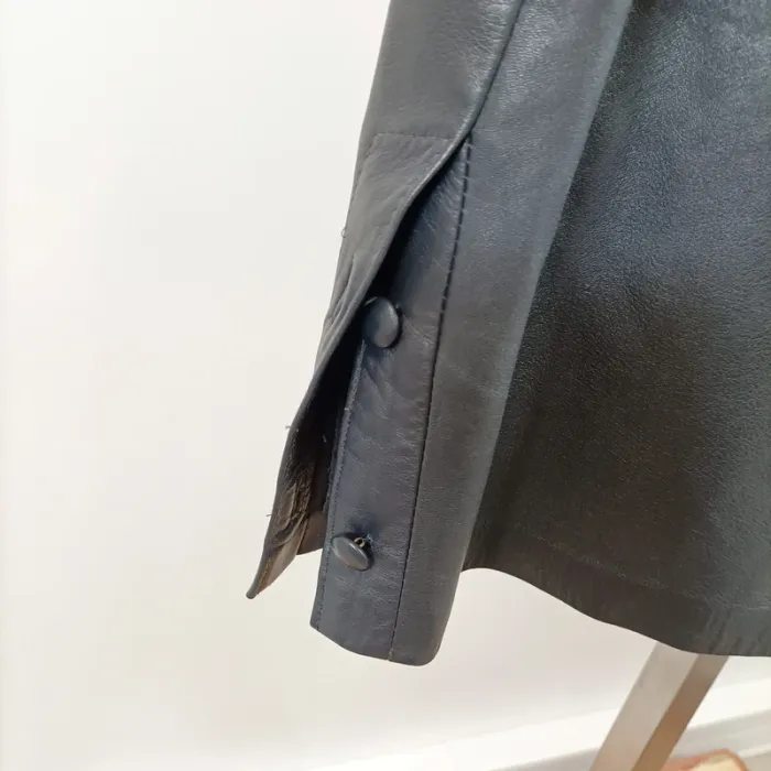 Jupe droite cuir véritable noir vintage Leder Herbst taille 40 A1390 - photo numéro 5