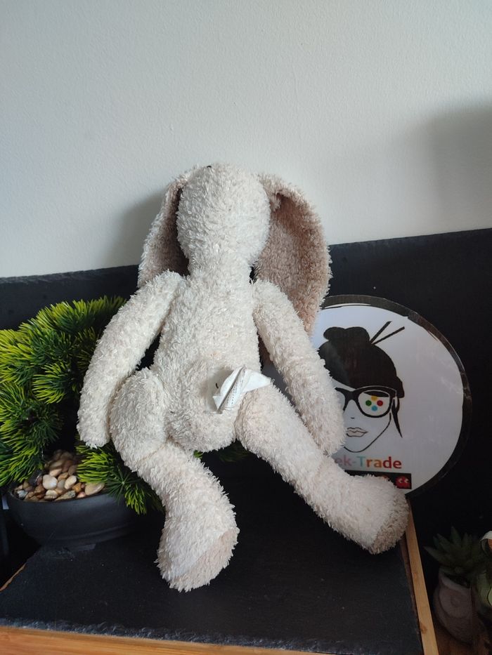 doudou peluche lapin blanc beige taupe Écru 010125 marron pantin PE0251 - photo numéro 2