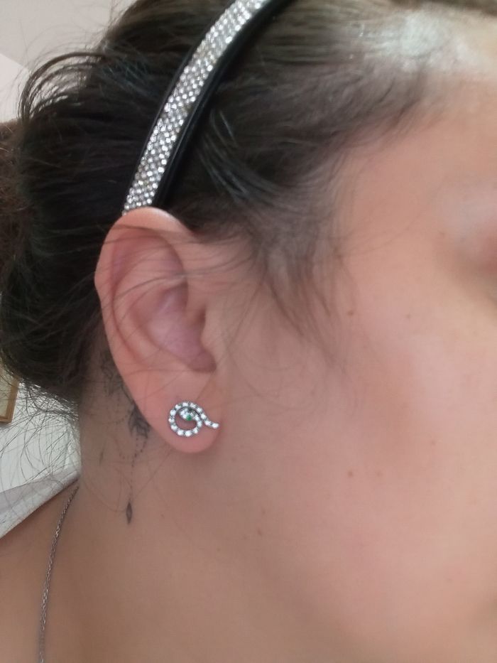 Orecchini lobo donna bambina argento piccoli serpente pavé Zirconi punto luce luminosi - photo numéro 4