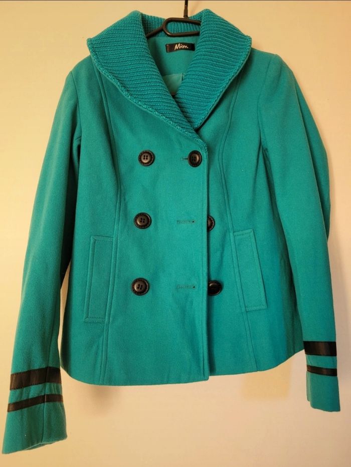 Veste manteau court turquoise Mim - photo numéro 2