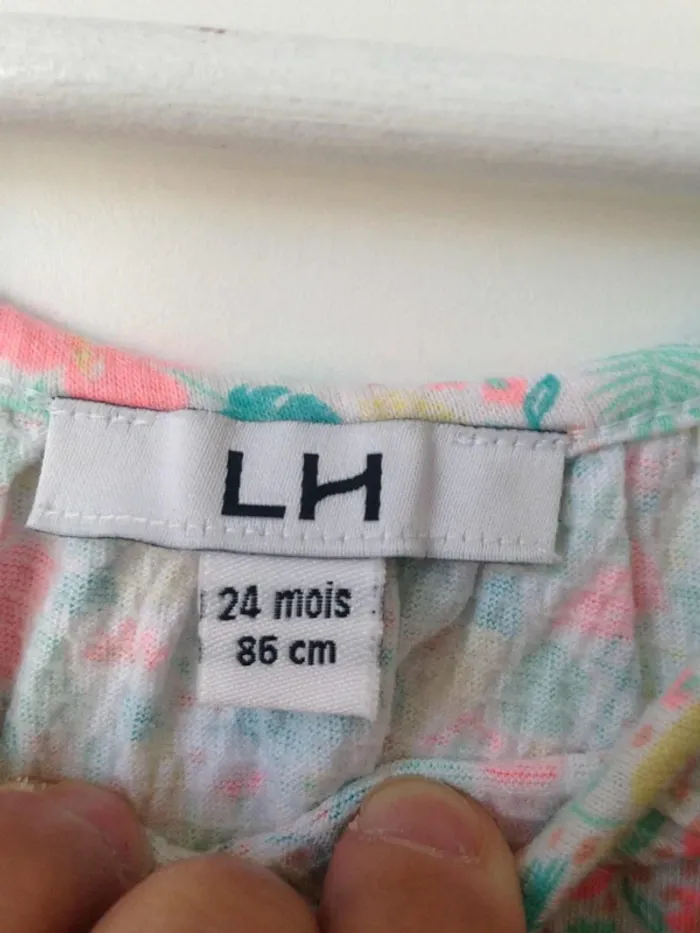 Combi-short col rond sans manches fleuries 24mois 86cm - photo numéro 8