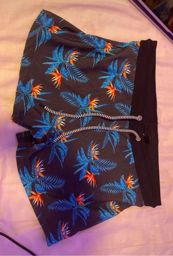 Maillot de bain à lacets homme noir avec des palmiers bleu et orange sun project beachwear