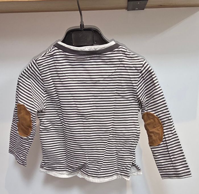 Tee-shirt ML blanc rayé noir #obaïbi 18 mois - photo numéro 2