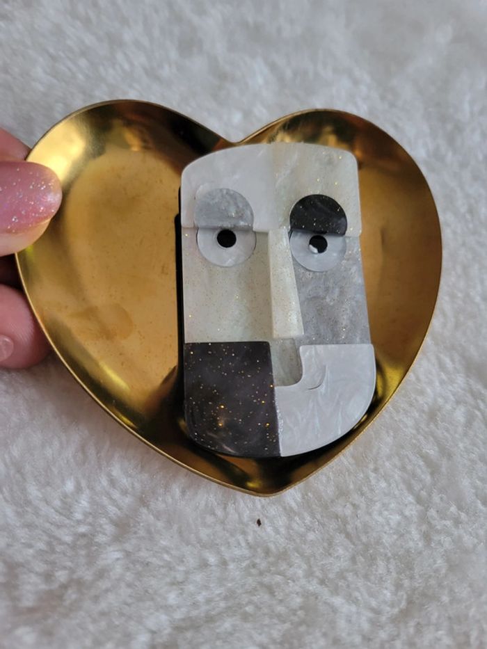 Broche abstraite noir rt gris - photo numéro 4