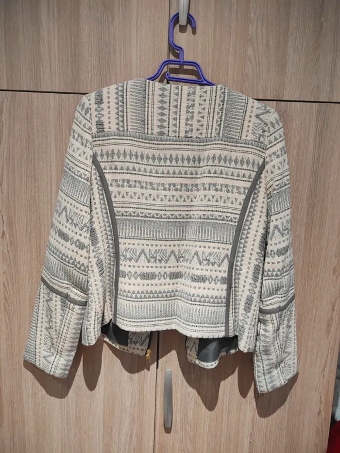 Veste blazer courte blanc cassé/gris clair - photo numéro 2