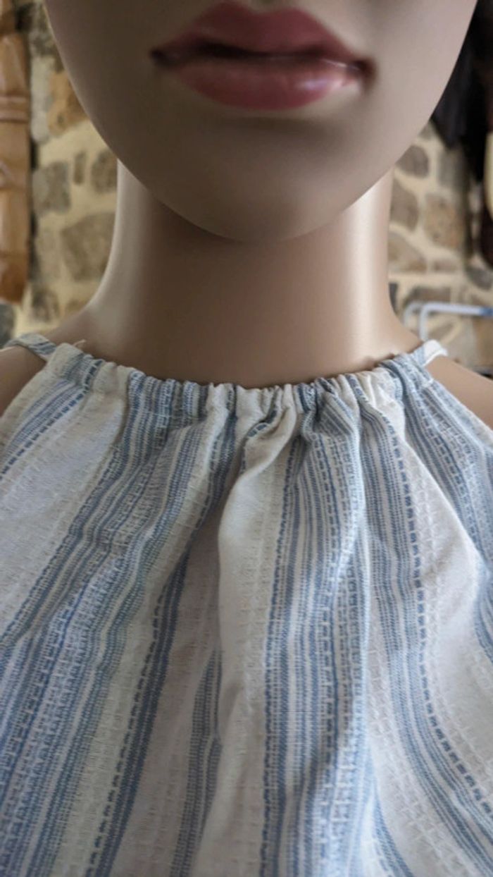 Robe midi à rayures noué col derrière taille XS/36 jamais porté - photo numéro 6
