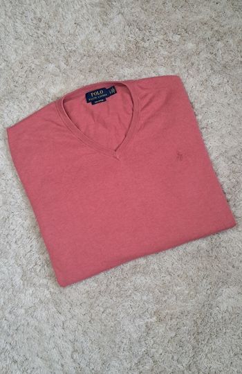 Pull leger col V Ralph Lauren rose logo rose L