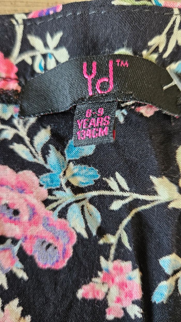 Combi short noir à fleurs roses, YD, 8/9 ans - photo numéro 6