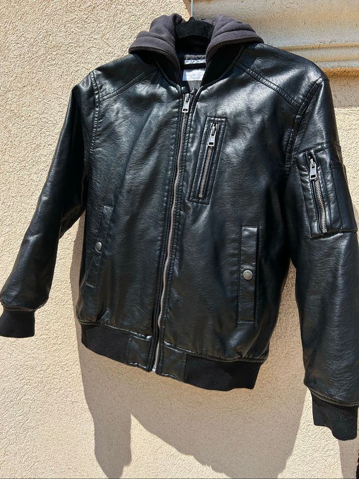 ZARA blouson bomber simili noir capuche garçon - photo numéro 5