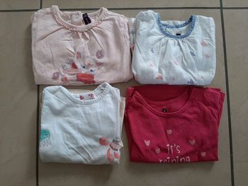 Lot de 4 tee shirts manches longues fille 18 mois