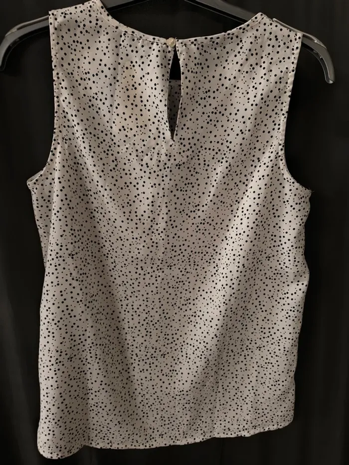 23862 blouse blanche pois noir femme S kiabi - photo numéro 2