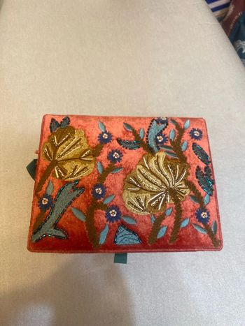 Boîte bijoux Linvosges Nuit d’Epices corail brodée neuve - n16h