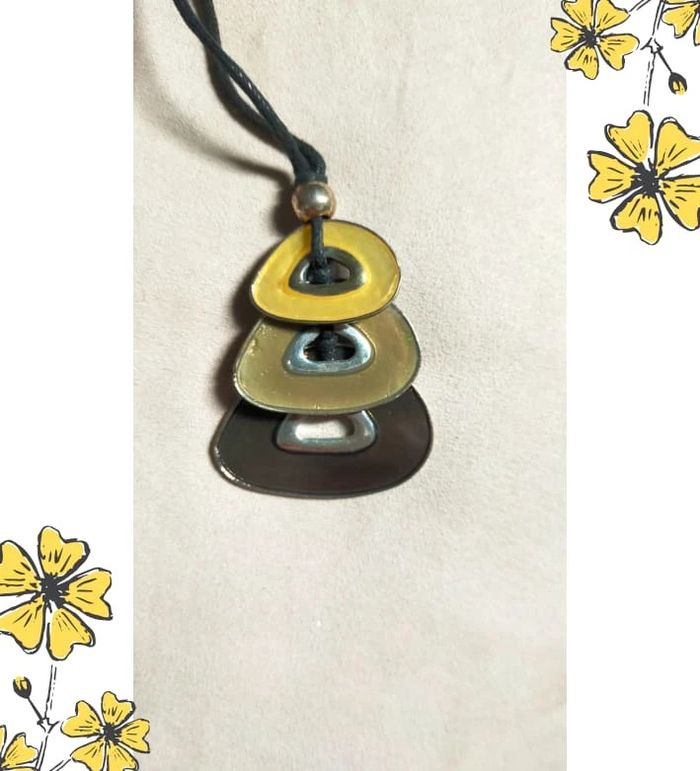 Collier pendentif géométrique vintage – Collection Sable & Ébène - photo numéro 2