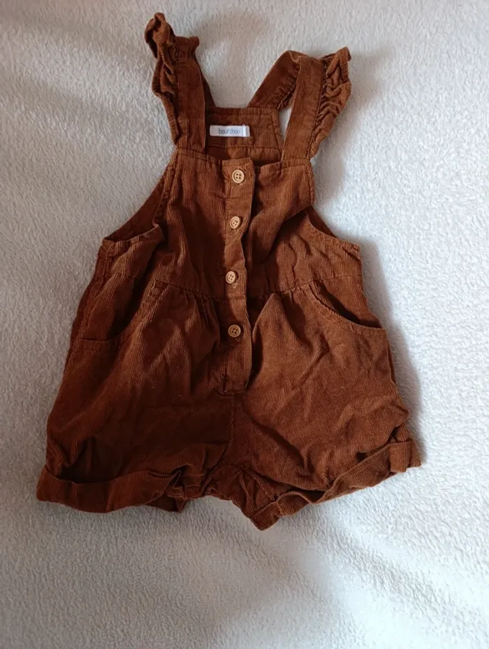 Salopette short velours, bout'chou 6 mois