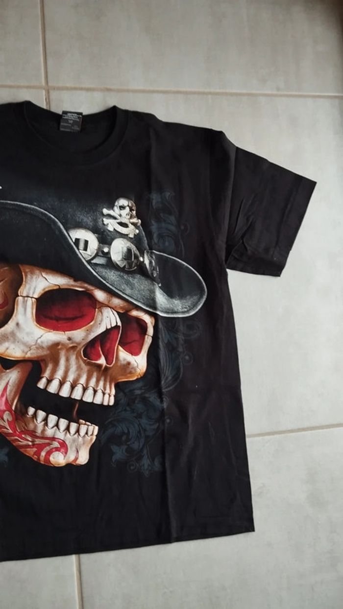 Tee-shirt noir tête de mort taille l homme - photo numéro 4