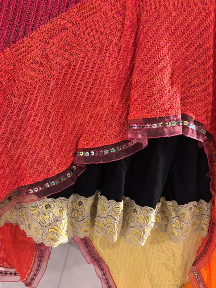 Robe deux-en-un originale dentelle & résille colorée - photo numéro 4