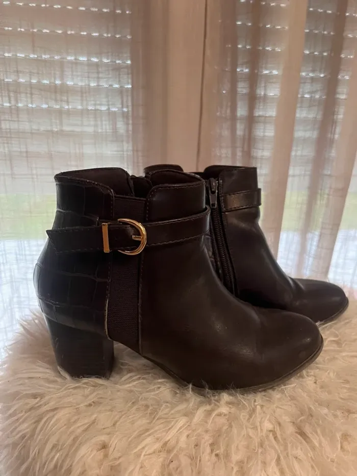 Bottines marrons effet crocodile