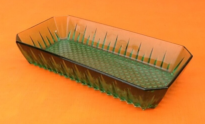 Années 1970 Ravier de service Verre ciselé Fond nid d' abeille - photo numéro 5